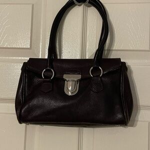 Roots genuine leather shoulder bag, dark brown